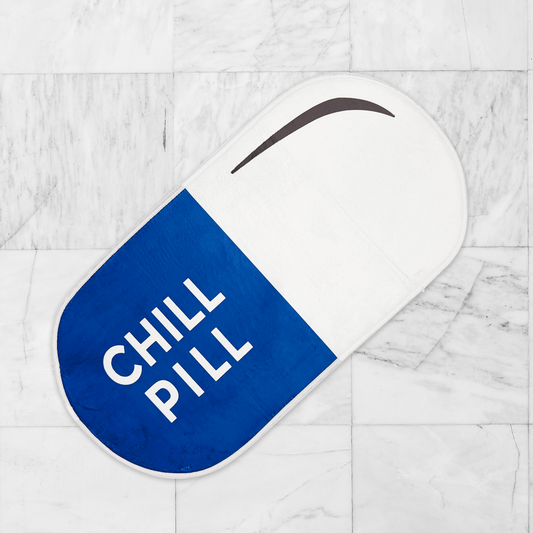 New Domi Chill Pill Bath Mat - 32x16 Inches Funny Bathroom Rug, Small Rug in Pink, Machine Washable Absorbent Floor Mat for Bathroom Decor, Kitchen, Entryway, Non Slip Cute Bath Mat, Cool Rugs
